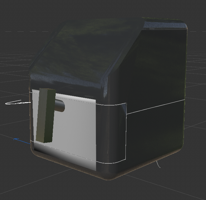 This is the model of the air fryer I made. I only created the general shape and haven't added any details yet. I just exposed the obvious features of the air fryer. After this, textures and details will be added.
